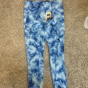 Blue tie dye leggings